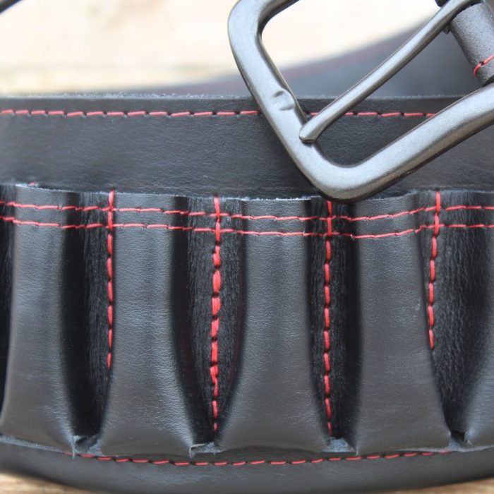 Black Leather Cartridge Belt – Handmade for 12GA • 16GA • 20GA - 5 Black Leather Cartridge Belt – Handmade for 12GA • 16GA • 20GA - 5