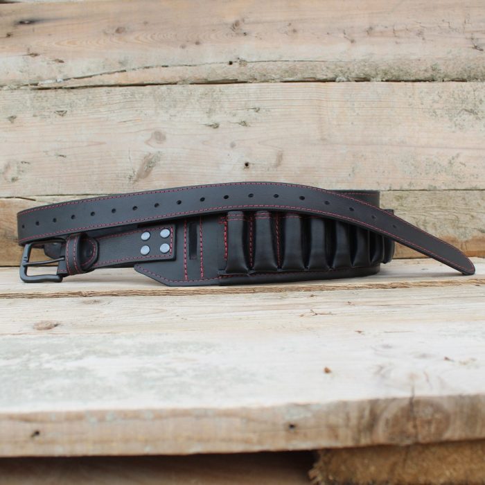 Black Leather Cartridge Belt – Handmade for 12GA • 16GA • 20GA - 6 Black Leather Cartridge Belt – Handmade for 12GA • 16GA • 20GA - 6