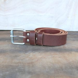 Handmade Men's Brown Leather Belt – Pull-Up Effect 1