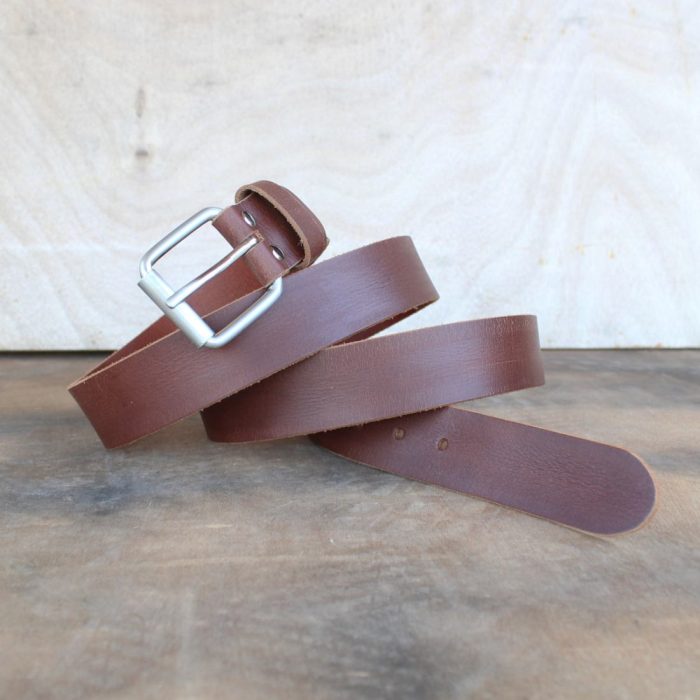 Handmade Men's Brown Leather Belt – Pull-Up Effect 2