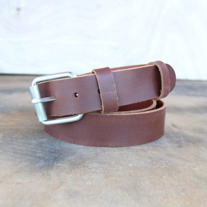Handmade Men's Brown Leather Belt – Pull-Up Effect 3