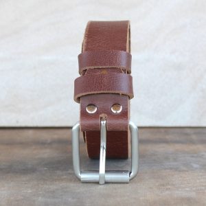 Handmade Men's Brown Leather Belt – Pull-Up Effect