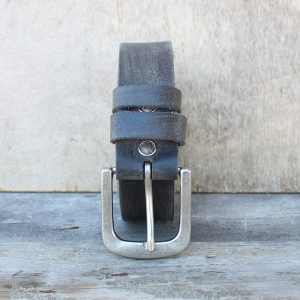 Handmade Vintage Black Leather Belt – Italian Cowhide | Retro Style