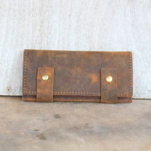 9.3x62 Cartridge Belt Slide – Handmade Crazy Horse Leather with Flap Closure
