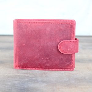 Red Matte Leather Wallet for Men