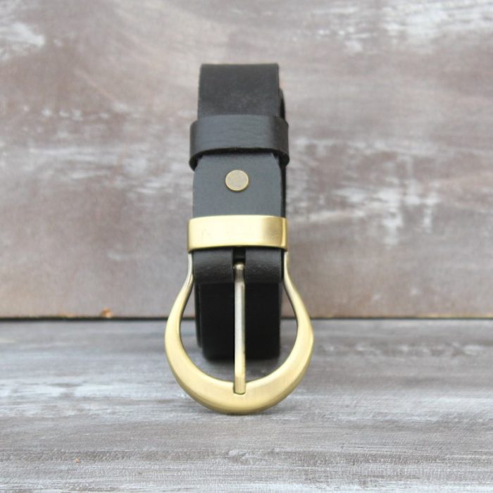 Everyday Women's Black Italian Leather Belt with Drop-Shaped Buckle - ART# AA2260