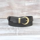30mm Wide Black Italian Leather Belt with 5 Adjustment Holes - ART# AA2260