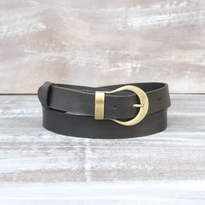 30mm Wide Black Italian Leather Belt with 5 Adjustment Holes - ART# AA2260