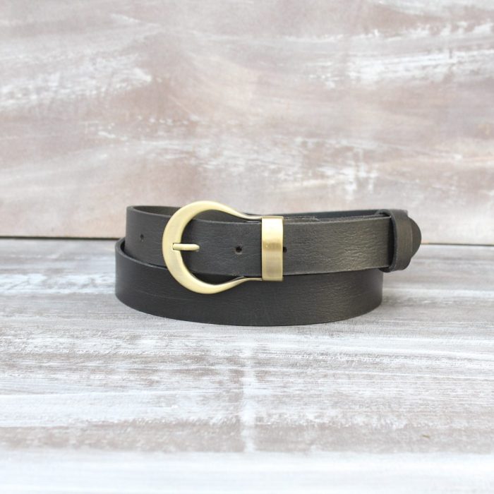Full View of the Everyday Women's Black Italian Leather Belt - ART# AA2260