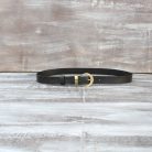 wearing the Everyday Black Italian Leather Belt with Drop-Shaped Buckle - ART# AA2260