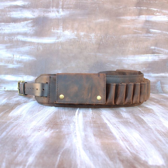 Handmade Leather Shell Belt with Side Flaps – 12GA/16GA/20GA single flap