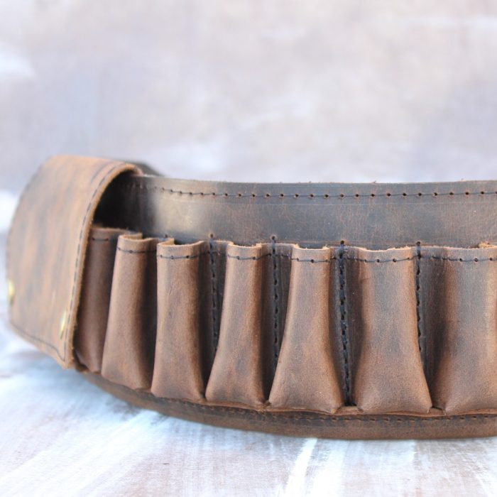 Handmade Leather Shell Belt with Side Flaps – 12GA/16GA/20GA shell loops
