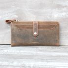 Multifunctional Women's Brown Hunter Leather Wallet with External Card Slots - ART# BB4777