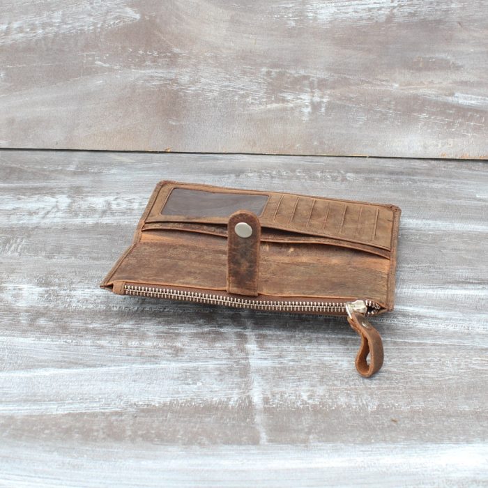 Silver Metal Zipper on the Large Coin Pocket of the Multifunctional Leather Wallet - ART# BB4777