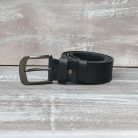 Casual Men's Black Leather Belt with Decorative Edge Stitching Buckle