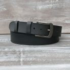 Casual Men's Black Leather Belt with Decorative Edge Stitching Front