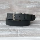 Casual Men's Black Leather Belt with Decorative Edge Stitching Right Side