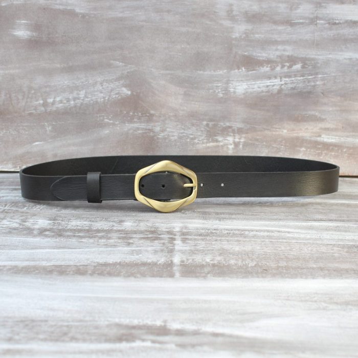 Women's Black Belt with Bronze Buckle Buckled Up
